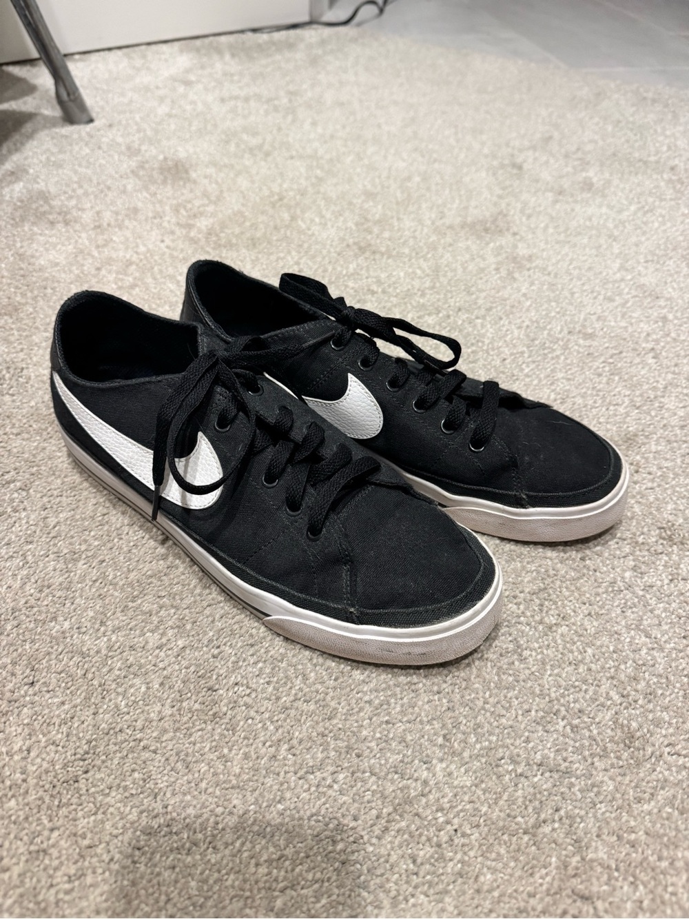 Nike Women’s Black Canvas Skate Sneakers with White Swoosh